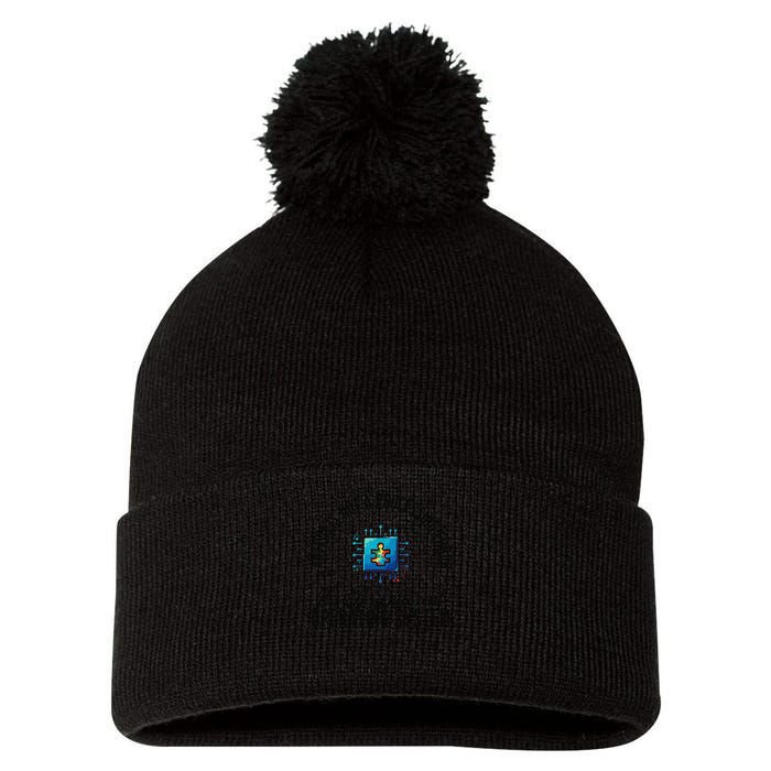 Just a Different Operating System - Autism Awareness Pom Pom 12in Knit Beanie