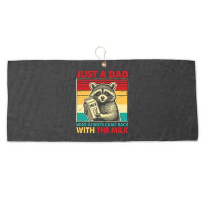 Just A Dad Who Always Came Back With The Milk Large Microfiber Waffle Golf Towel