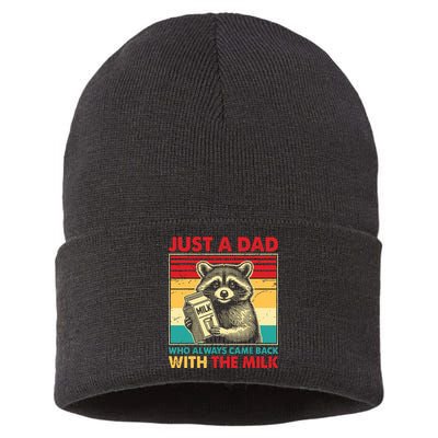 Just A Dad Who Always Came Back With The Milk Sustainable Knit Beanie