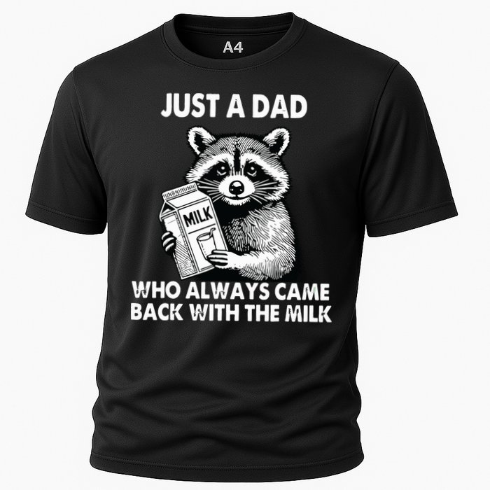 Just A Dad Who Always Came Back With The Milk FatherS Day Cooling Performance Crew T-Shirt