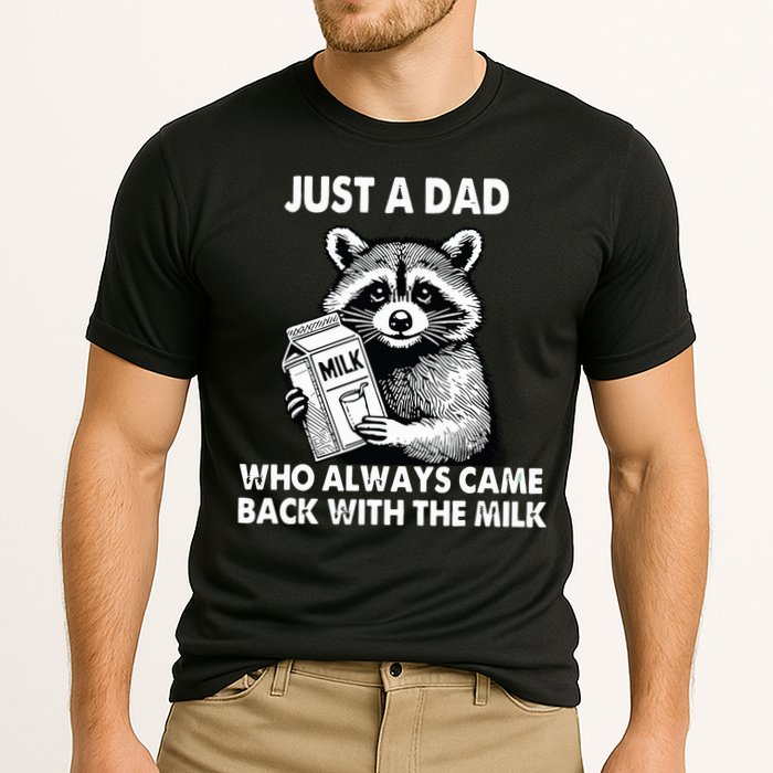 Just A Dad Who Always Came Back With The Milk FatherS Day Cooling Performance Crew T-Shirt