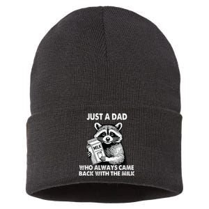 Just A Dad Who Always Came Back With The Milk FatherS Day Sustainable Knit Beanie