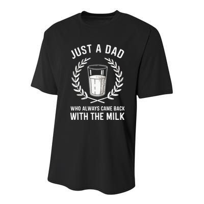 Just A Dad Who Always Came Back With The Milk Youth Performance Sprint T-Shirt