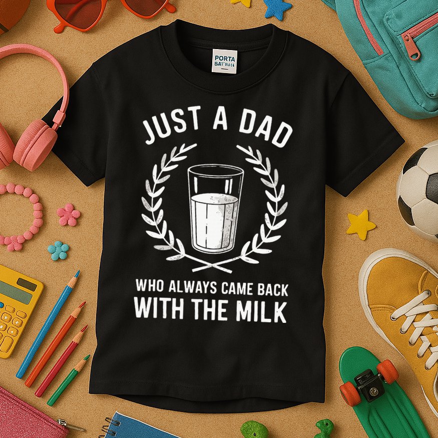 Just A Dad Who Always Came Back With The Milk Kids T-Shirt