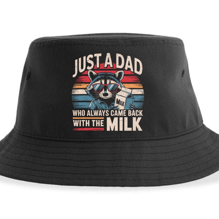 Just A Dad Who Always Came Back With The Milk Funny Dad Sustainable Bucket Hat