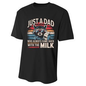 Just A Dad Who Always Came Back With The Milk Funny Dad Performance Sprint T-Shirt