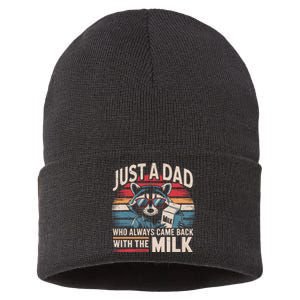 Just A Dad Who Always Came Back With The Milk Funny Dad Sustainable Knit Beanie