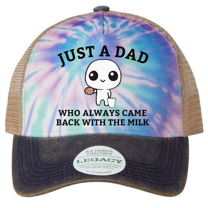 Just A Dad Who Always Came Back With The Milk FatherS Day Legacy Tie Dye Trucker Hat