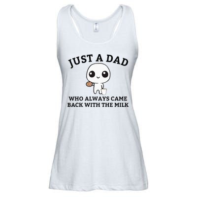 Just A Dad Who Always Came Back With The Milk FatherS Day Ladies Essential Flowy Tank