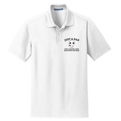 Just A Dad Who Always Came Back With The Milk FatherS Day Dry Zone Grid Polo