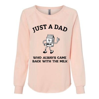 Just A Dad Who Always Came Back With The Milk FatherS Day Womens California Wash Sweatshirt