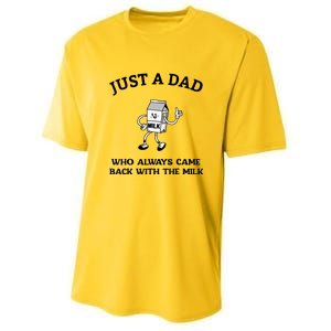 Just A Dad Who Always Came Back With The Milk FatherS Day Youth Performance Sprint T-Shirt