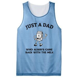 Just A Dad Who Always Came Back With The Milk FatherS Day Mesh Reversible Basketball Jersey Tank