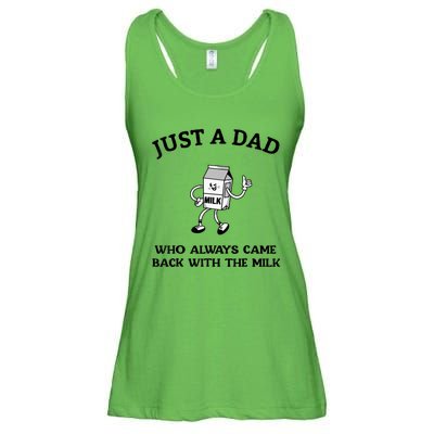 Just A Dad Who Always Came Back With The Milk FatherS Day Ladies Essential Flowy Tank