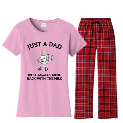 Just A Dad Who Always Came Back With The Milk FatherS Day Women's Flannel Pajama Set