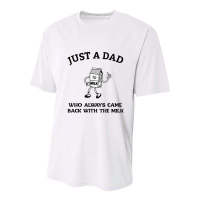 Just A Dad Who Always Came Back With The Milk FatherS Day Youth Performance Sprint T-Shirt