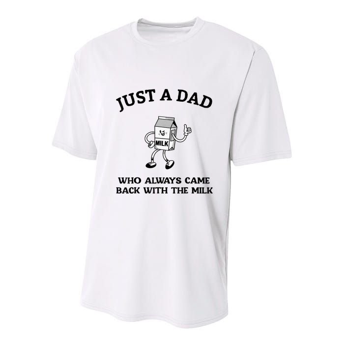 Just A Dad Who Always Came Back With The Milk FatherS Day Youth Performance Sprint T-Shirt