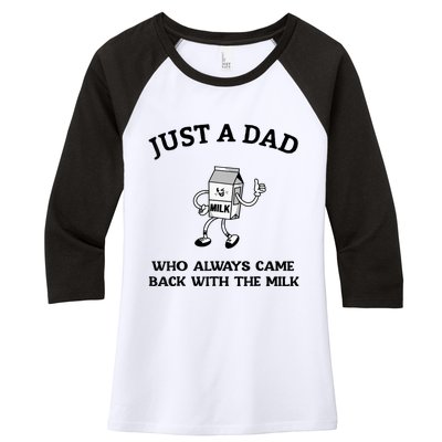 Just A Dad Who Always Came Back With The Milk FatherS Day Women's Tri-Blend 3/4-Sleeve Raglan Shirt