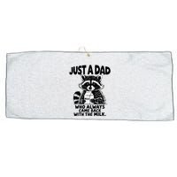 Just A Dad Who Always Came Back With The Milk Funny Dad Joke Large Microfiber Waffle Golf Towel