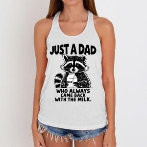 Just A Dad Who Always Came Back With The Milk Funny Dad Joke Women's Knotted Racerback Tank