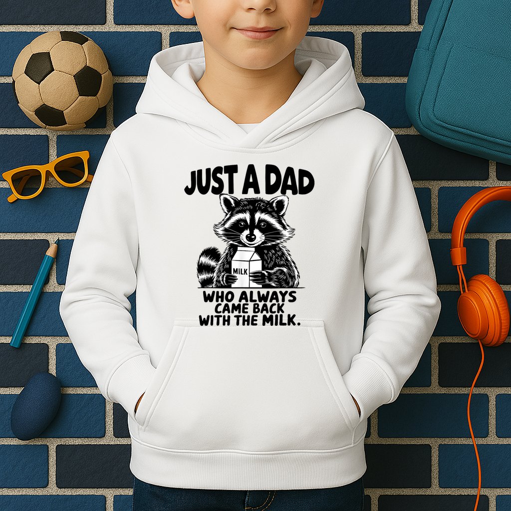 Just A Dad Who Always Came Back With The Milk Funny Dad Joke Kids Hoodie