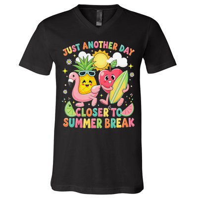 Just Another Day Closer To Summer Break Teacher V-Neck T-Shirt