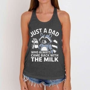 Just A Dad Who Always Came Back With The Milk Dad Women's Knotted Racerback Tank