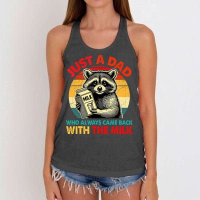 Just A Dad Who Always Came Back With The Milk Fathers Day  Women's Knotted Racerback Tank