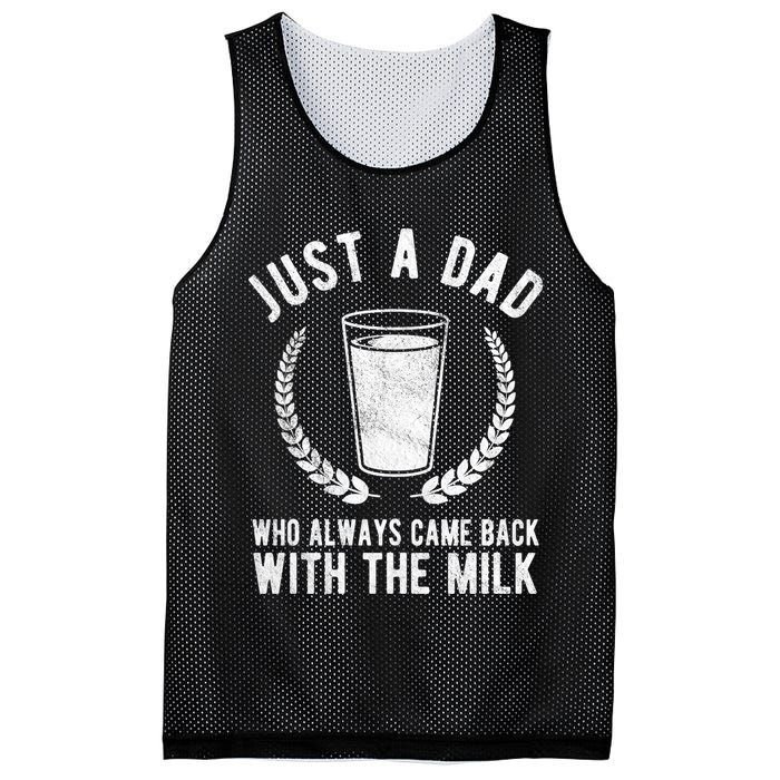 Just A Dad Who Always Came Back With The Milk Mesh Reversible Basketball Jersey Tank