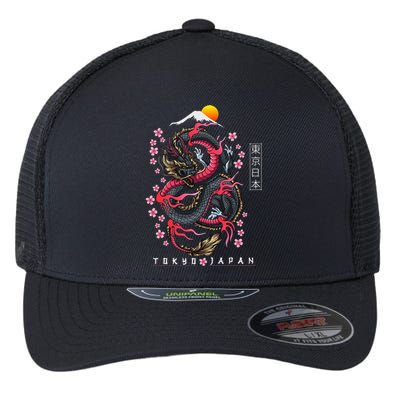 Japanese Aesthetic Dragon Tokyo Japan Manga Anime Asian 80’s Flexfit Unipanel Trucker Cap