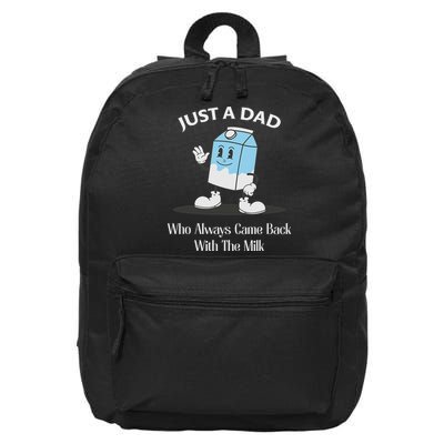 Just A Dad Who Always Came Back With The Milk 16 in Basic Backpack