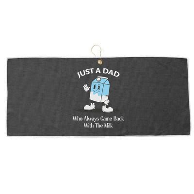 Just A Dad Who Always Came Back With The Milk Large Microfiber Waffle Golf Towel