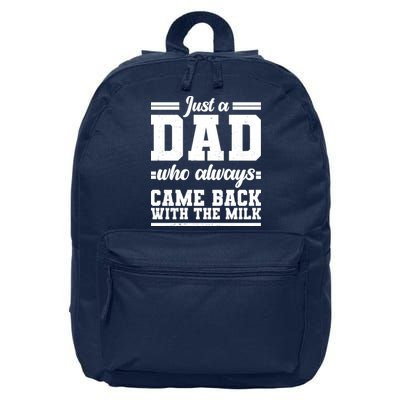 Just A Dad Who Always Came Back With The Milk 16 in Basic Backpack