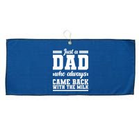 Just A Dad Who Always Came Back With The Milk Large Microfiber Waffle Golf Towel