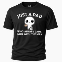 Just A Dad Who Always Came Back With The Milk Fathers Day Cooling Performance Crew T-Shirt