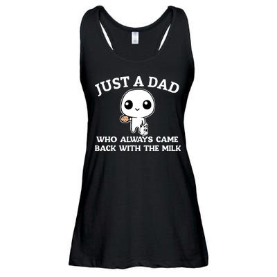 Just A Dad Who Always Came Back With The Milk Fathers Day Ladies Essential Flowy Tank