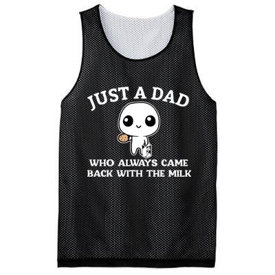 Just A Dad Who Always Came Back With The Milk Fathers Day Mesh Reversible Basketball Jersey Tank