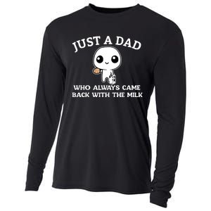 Just A Dad Who Always Came Back With The Milk Fathers Day Cooling Performance Long Sleeve Crew