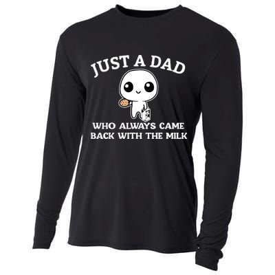 Just A Dad Who Always Came Back With The Milk Fathers Day Cooling Performance Long Sleeve Crew