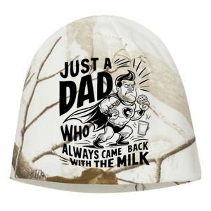 Just A Dad Who Always Came Back With The Milk Fathers Day Kati - Camo Knit Beanie