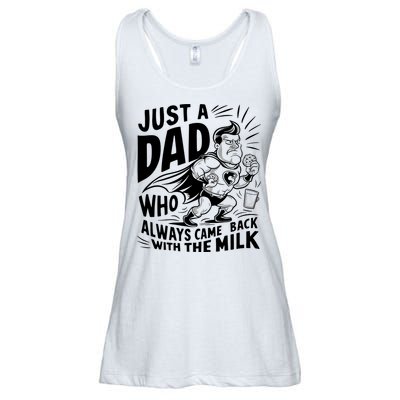 Just A Dad Who Always Came Back With The Milk Fathers Day Ladies Essential Flowy Tank