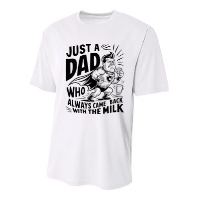 Just A Dad Who Always Came Back With The Milk Fathers Day Youth Performance Sprint T-Shirt