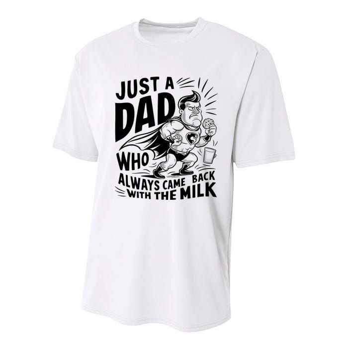 Just A Dad Who Always Came Back With The Milk Fathers Day Youth Performance Sprint T-Shirt