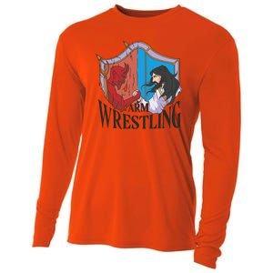 Jesus And Devil Arm Wrestling Cooling Performance Long Sleeve Crew