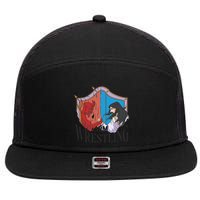 Jesus And Devil Arm Wrestling 7 Panel Mesh Trucker Snapback Hat
