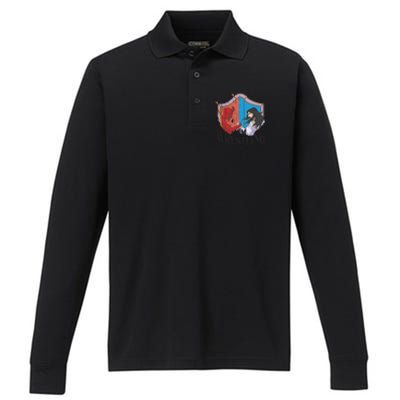 Jesus And Devil Arm Wrestling Performance Long Sleeve Polo