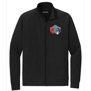 Jesus And Devil Arm Wrestling Stretch Full-Zip Cadet Jacket