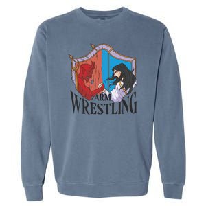 Jesus And Devil Arm Wrestling Garment-Dyed Sweatshirt