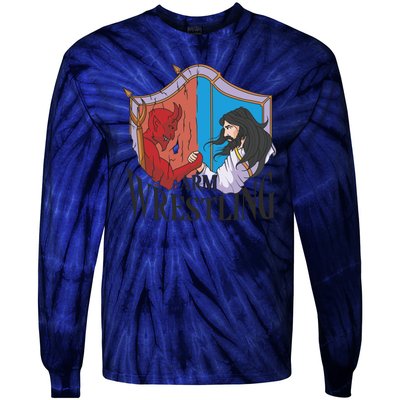 Jesus And Devil Arm Wrestling Tie-Dye Long Sleeve Shirt