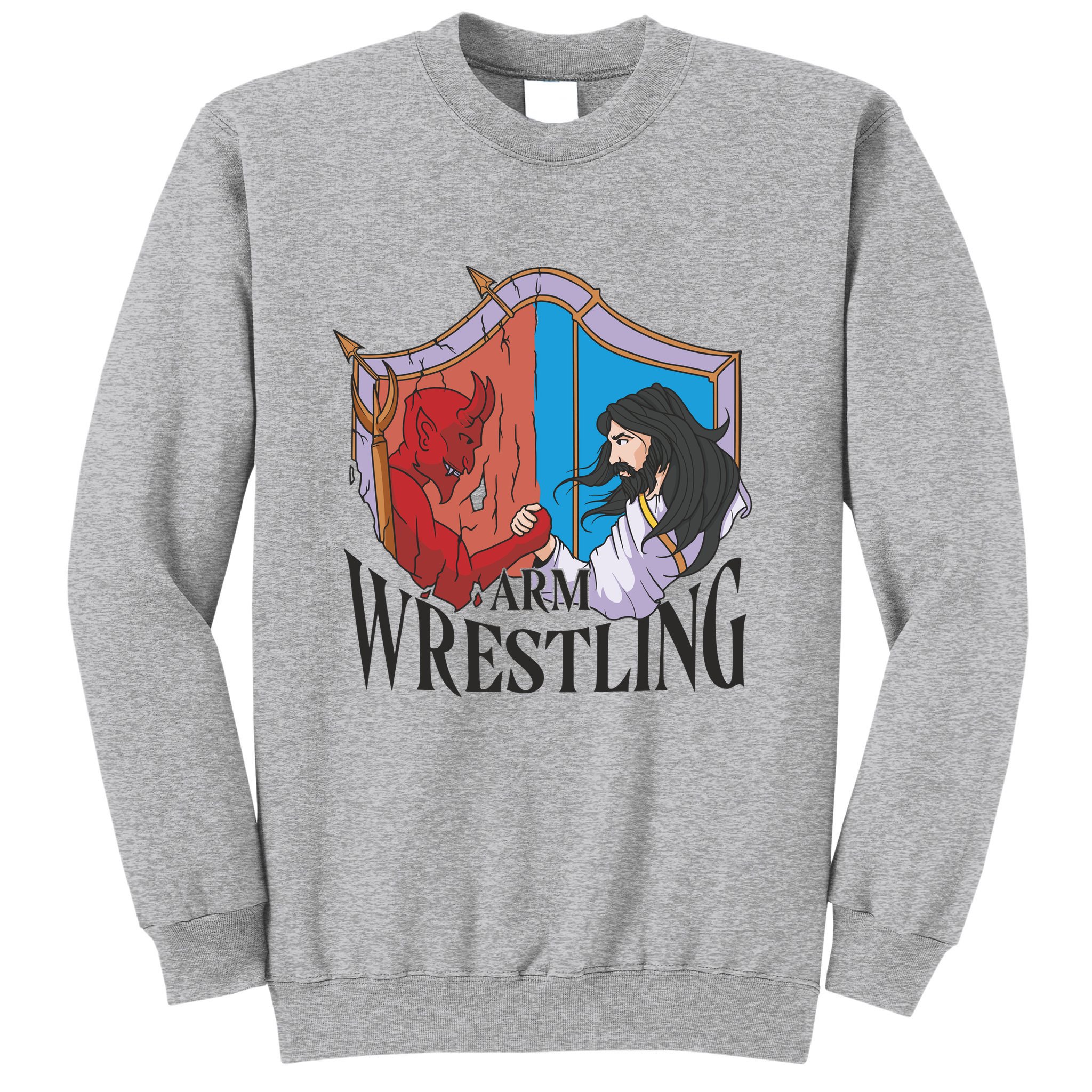 Jesus And Devil Arm Wrestling Sweatshirt